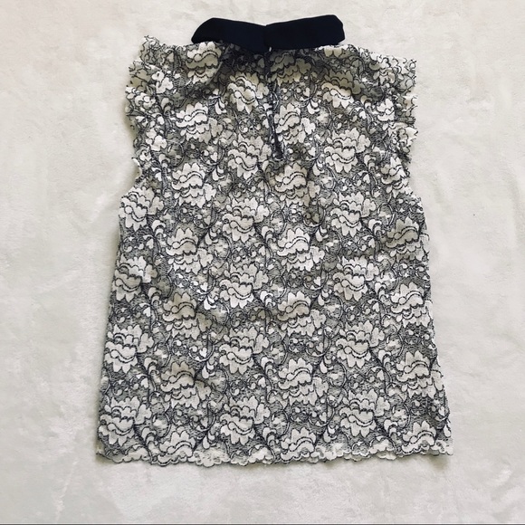 ZARA WOMAN | black & white lace collared blouse XS - Picture 2 of 7